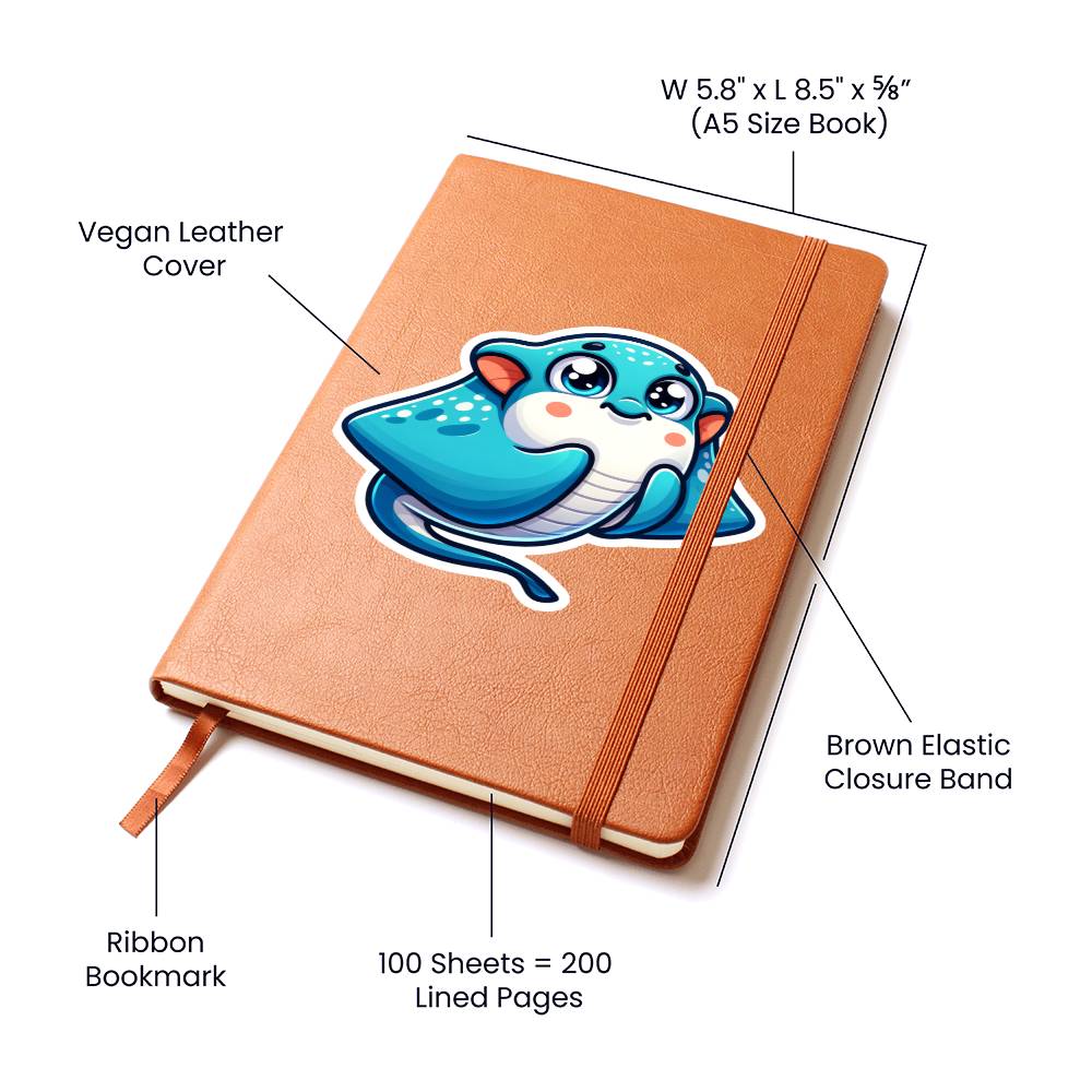 Cute Manta ray sticker 92 - Vegan Leather Journal