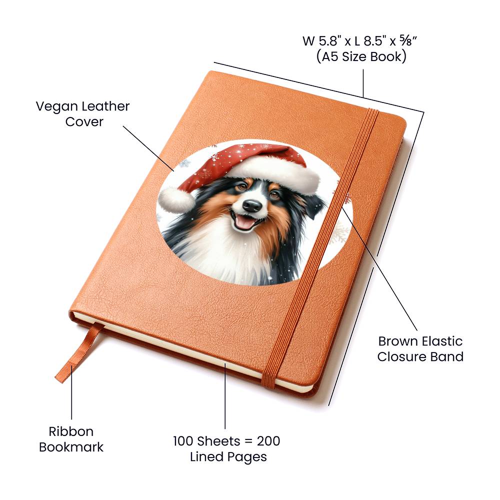 Christmas Dog - Miniature American Shepherd - Vegan Leather Journal