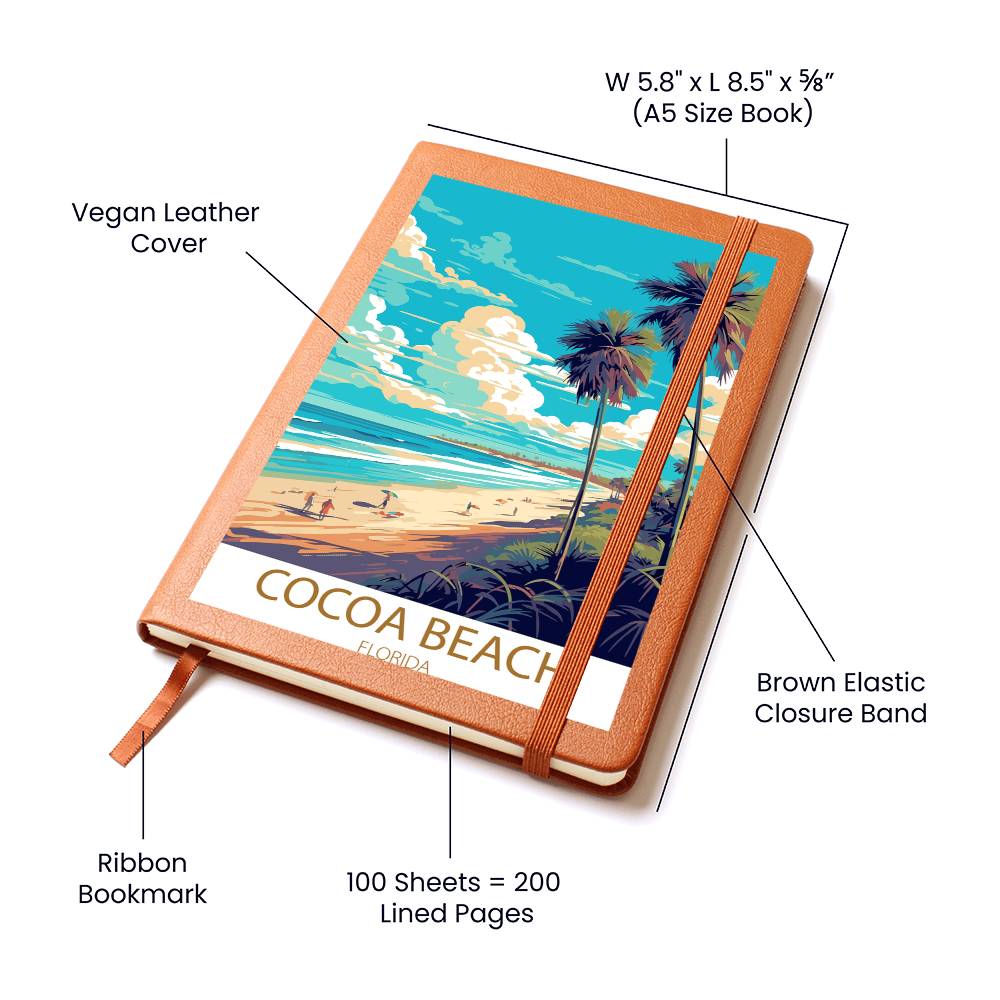 Famous Travel Destinations - Cocoa Beach, Florida - Vegan Leather Journal