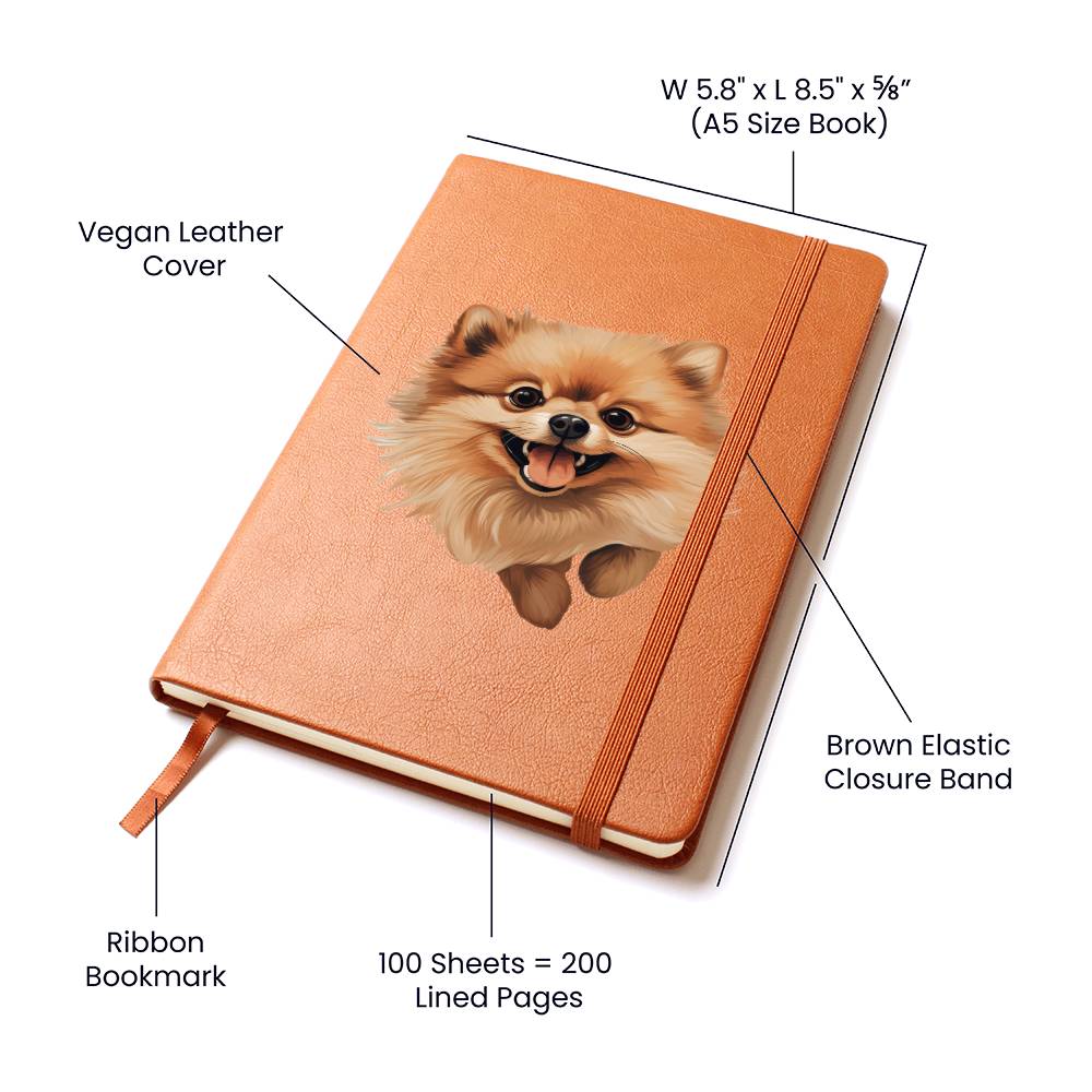 Pomeranian Peeking - Vegan Leather Journal