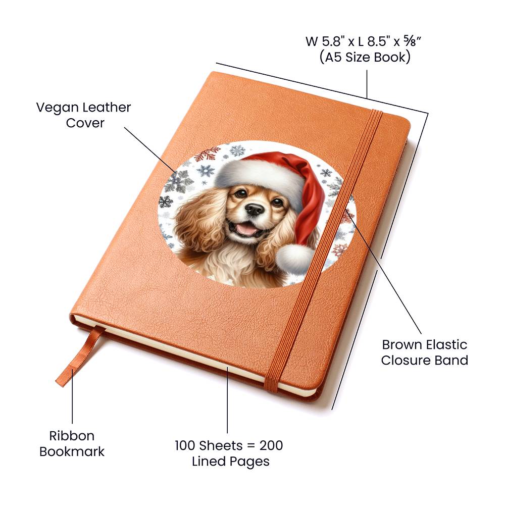 Christmas Dog - American Cocker Spaniel - Vegan Leather Journal