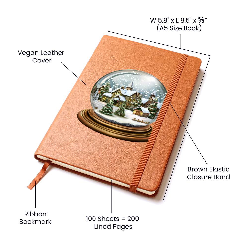 Watercolor Christmas Snow Globe 023 - Vegan Leather Journal