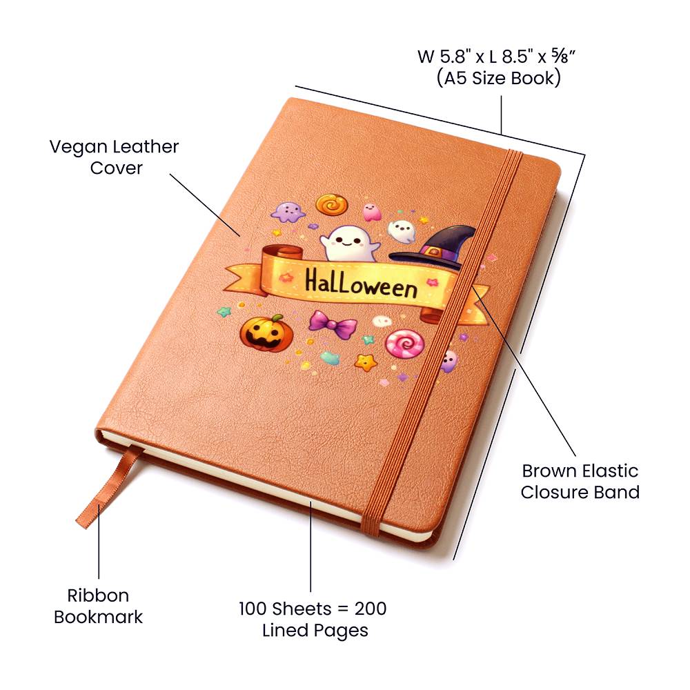 Cute Halloween Sticker 100 - Vegan Leather Journal