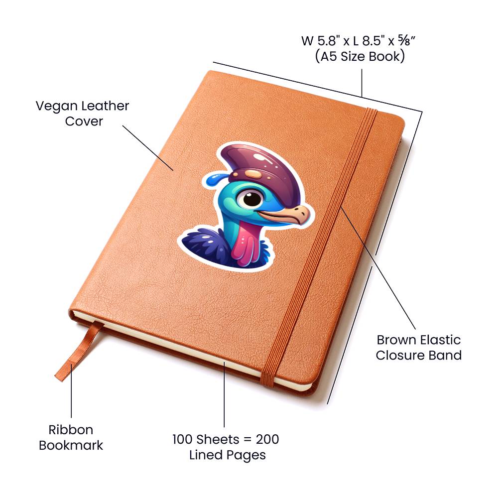 Cute Cassowary sticker 22 - Vegan Leather Journal