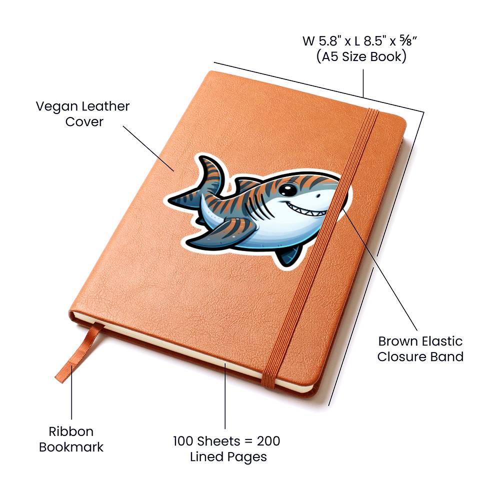 Cute Tiger shark sticker 193 - Vegan Leather Journal