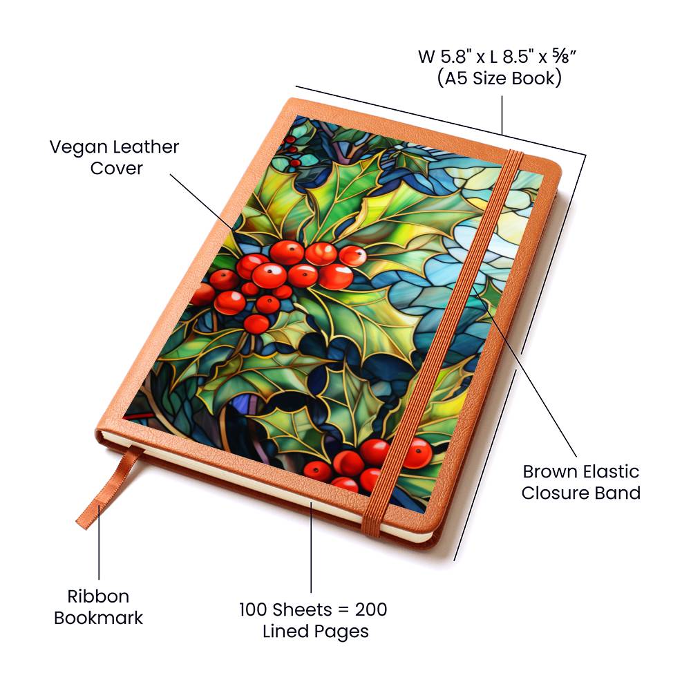 Christmas Stained Glass Design 019 - Vegan Leather Journal