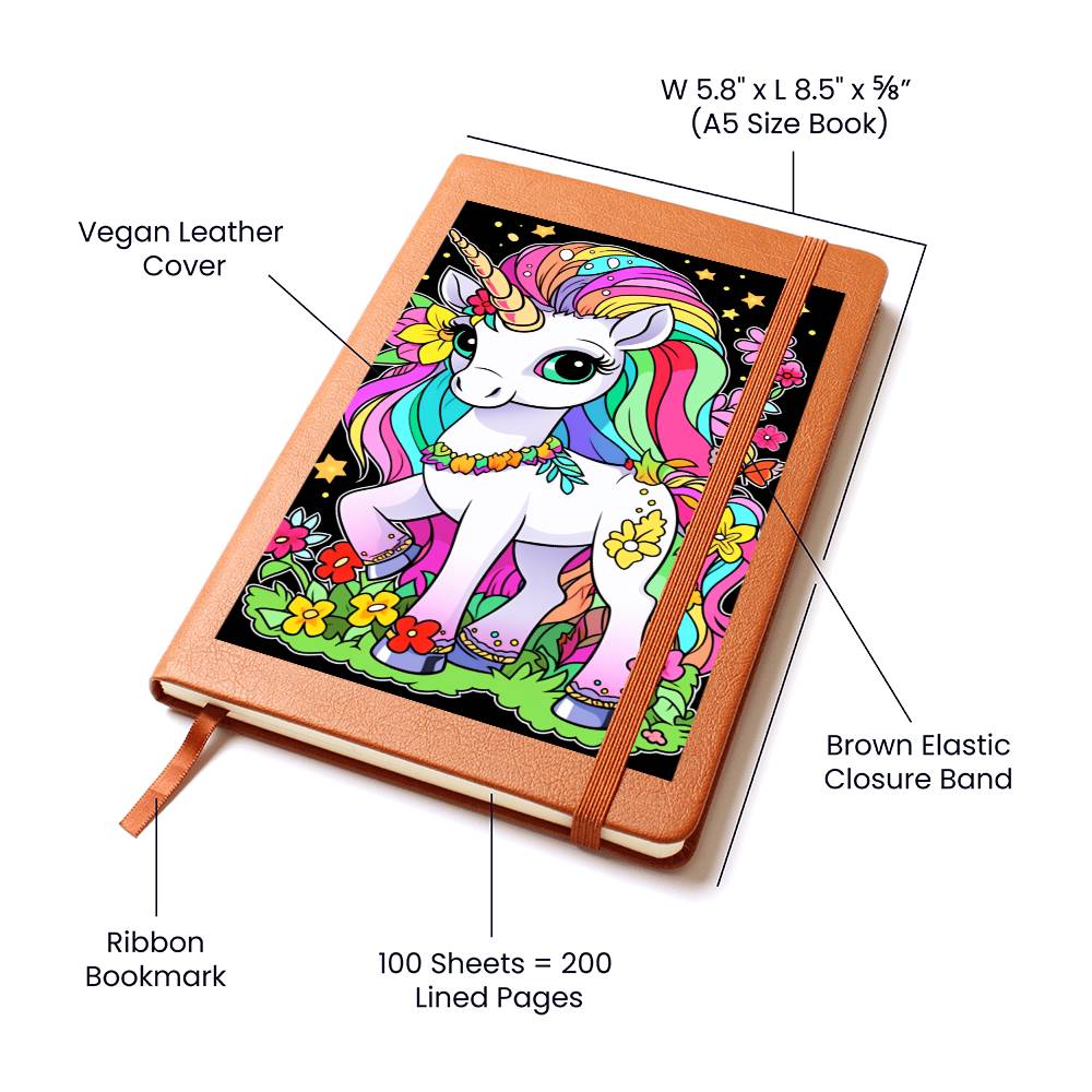 Cute Unicorn 120 - Vegan Leather Journal
