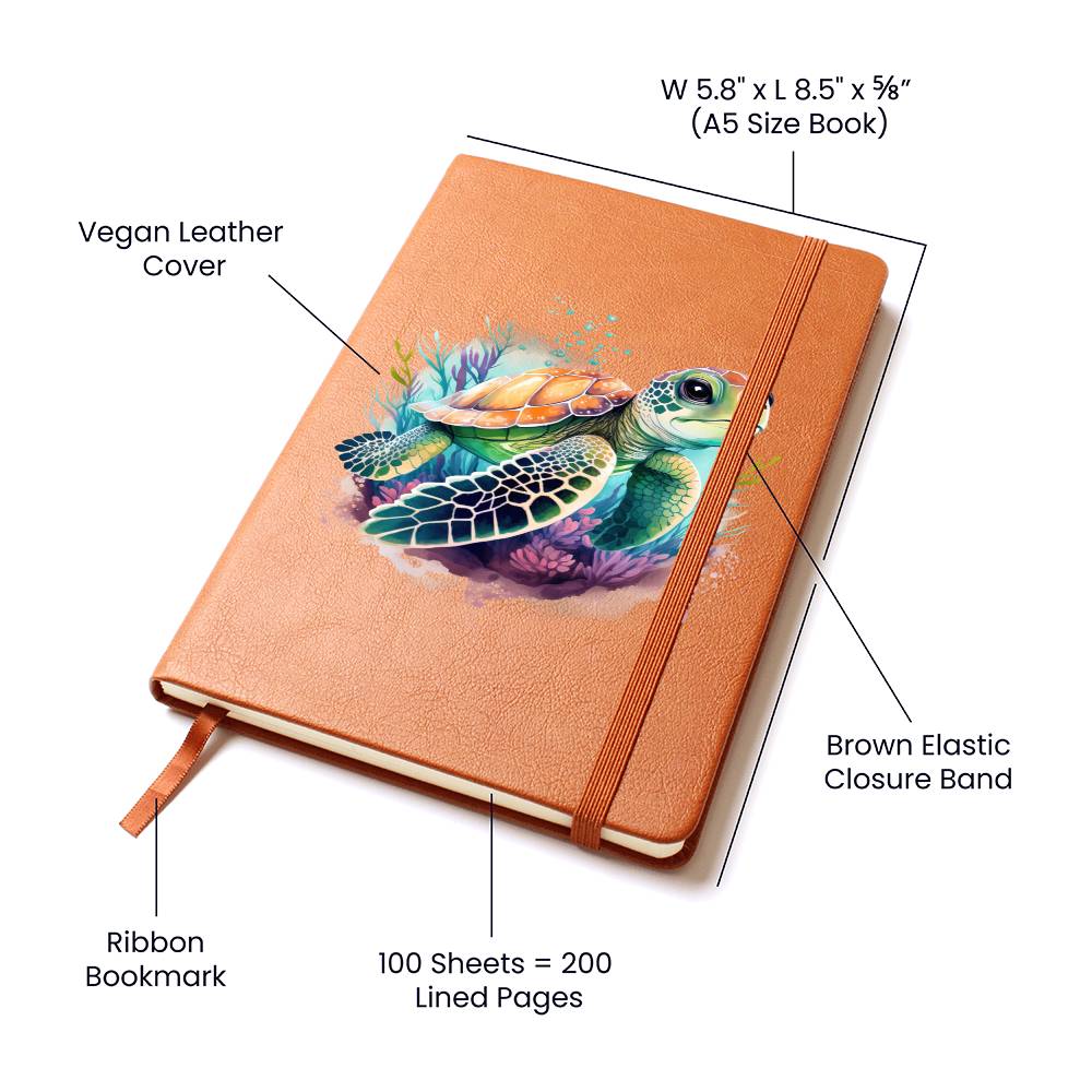 Cute Sea Turtle 007 - Vegan Leather Journal