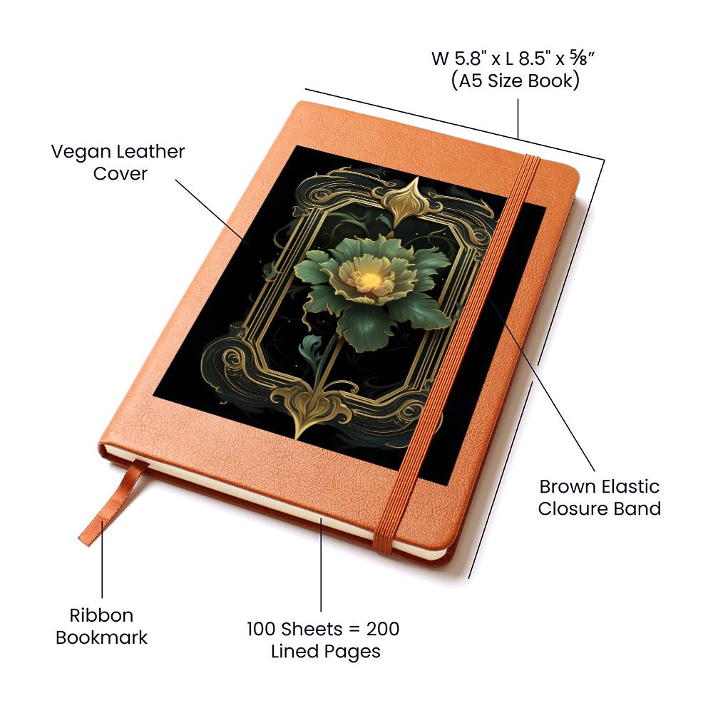 Ornate Gold Cover 042 - Vegan Leather Journal