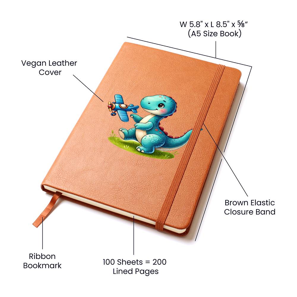 Colorful Baby Dinosaur 107 - Vegan Leather Journal