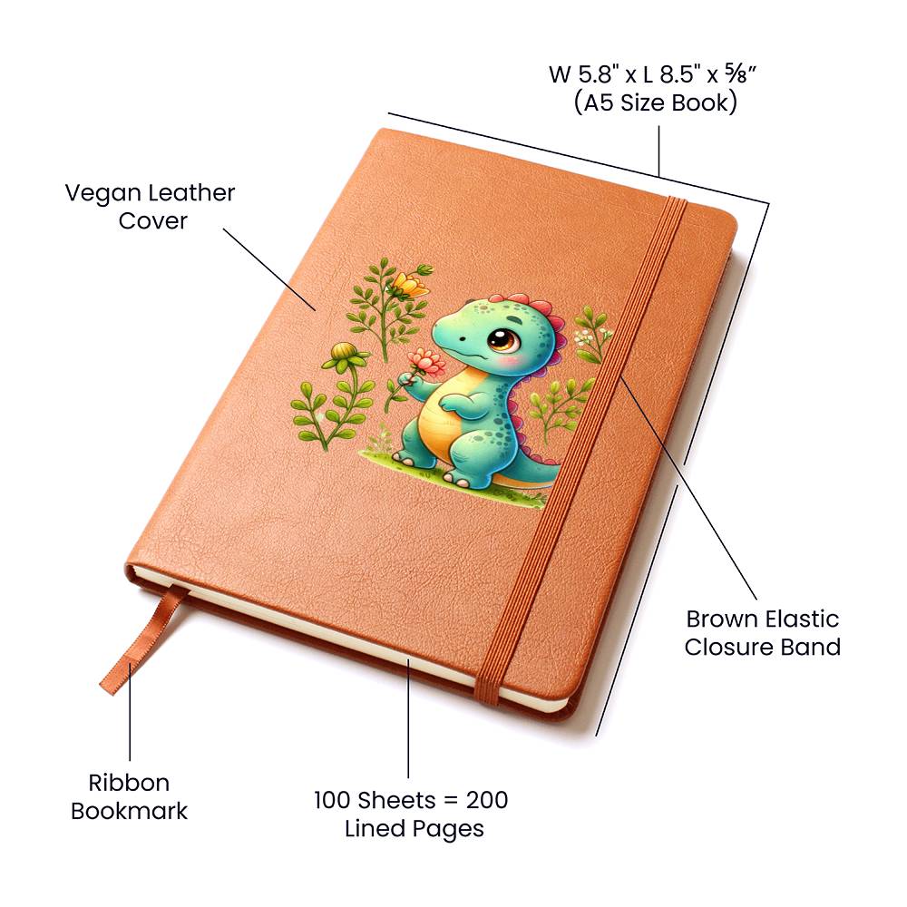 Colorful Baby Dinosaur 007 - Vegan Leather Journal