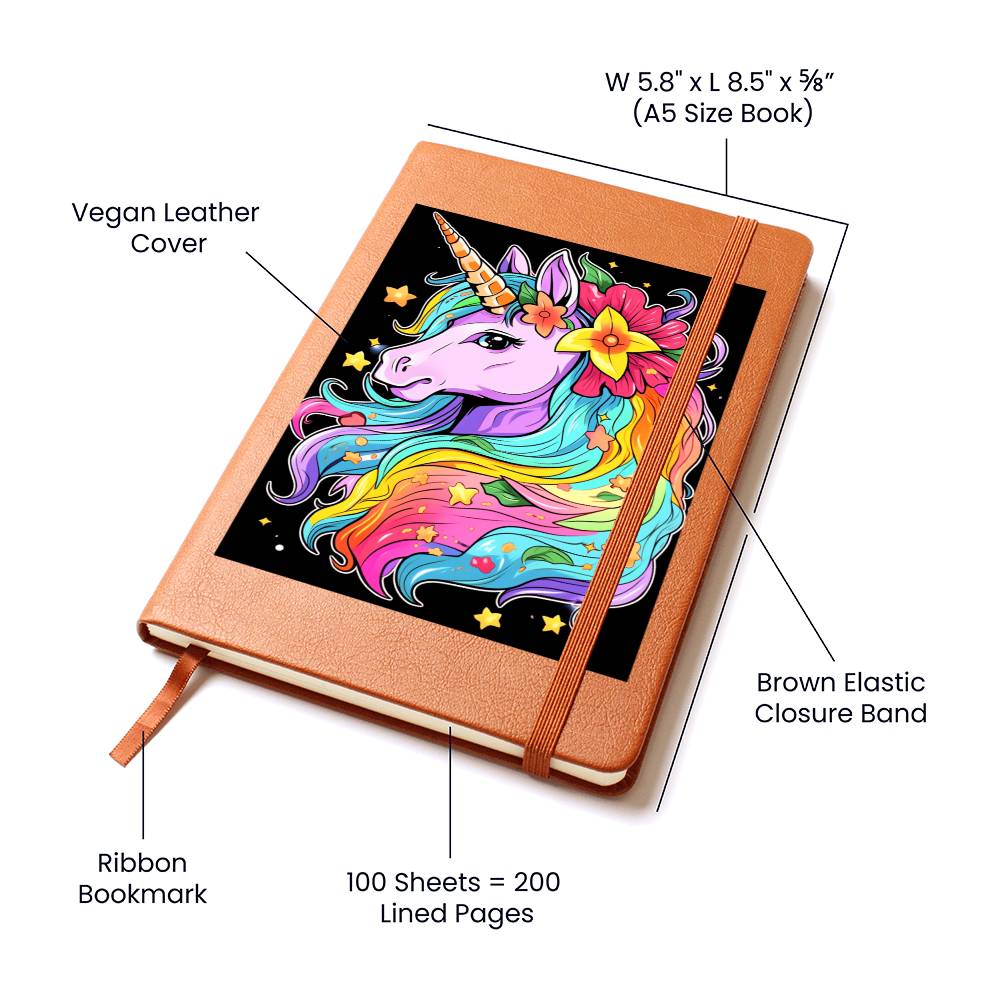 Cute Unicorn 008 - Vegan Leather Journal