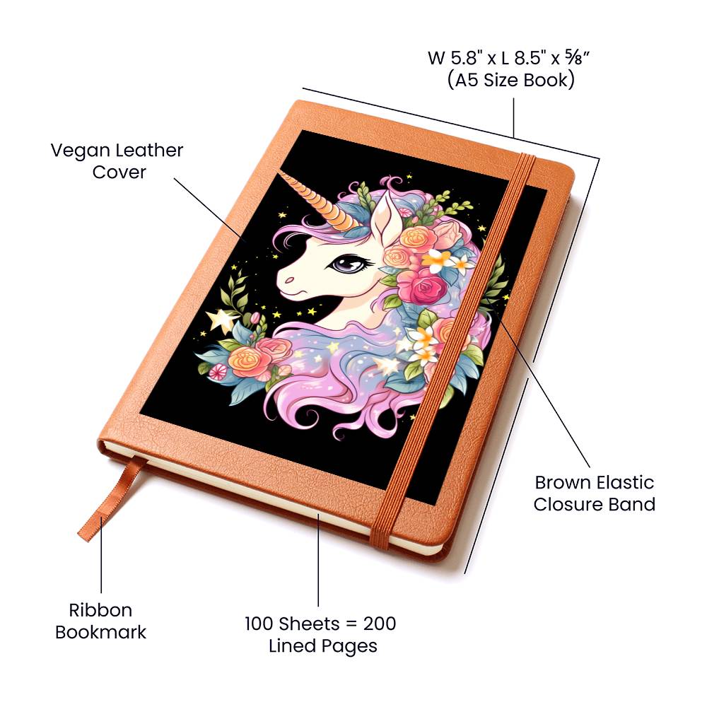 Cute Unicorn 038 - Vegan Leather Journal