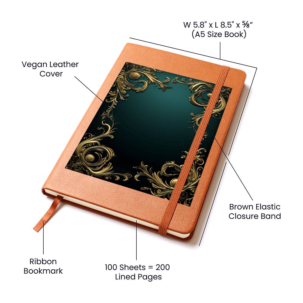 Ornate Gold Cover 054 - Vegan Leather Journal
