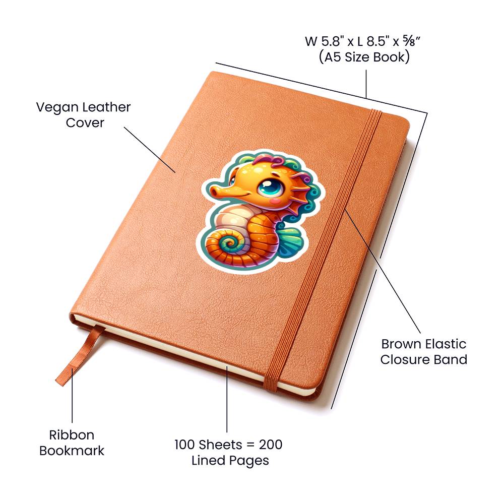 Cute Seahorse sticker 145 - Vegan Leather Journal