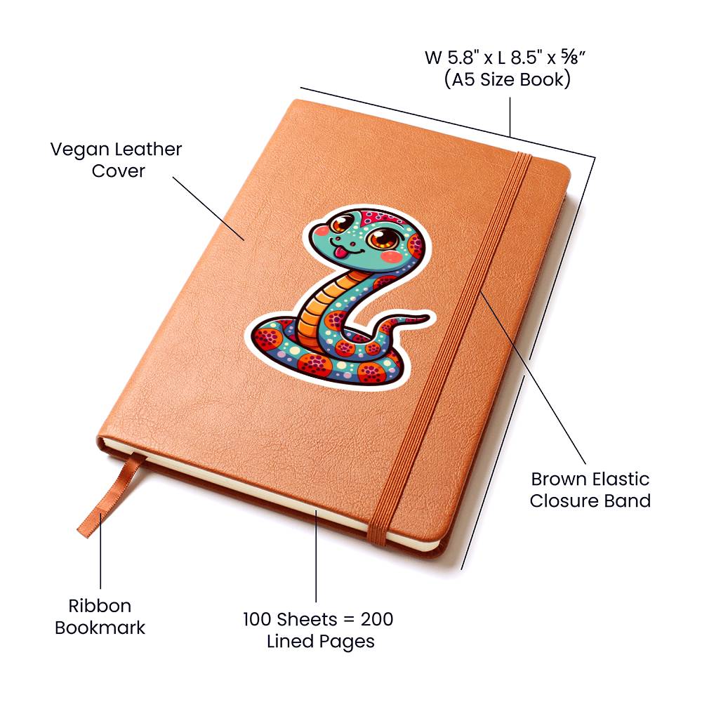 Cute Snake sticker 171 - Vegan Leather Journal