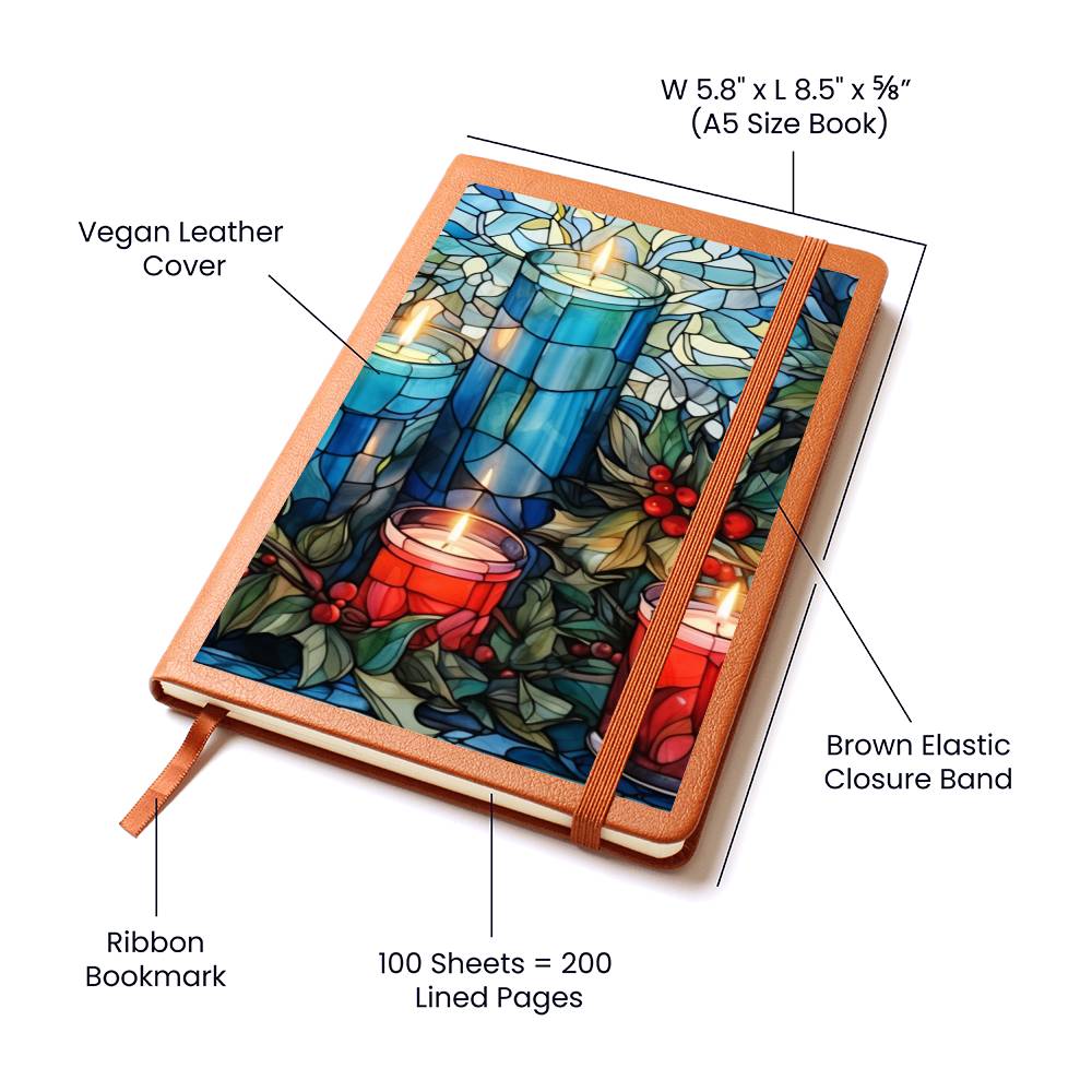 Christmas Stained Glass Design 001 - Vegan Leather Journal