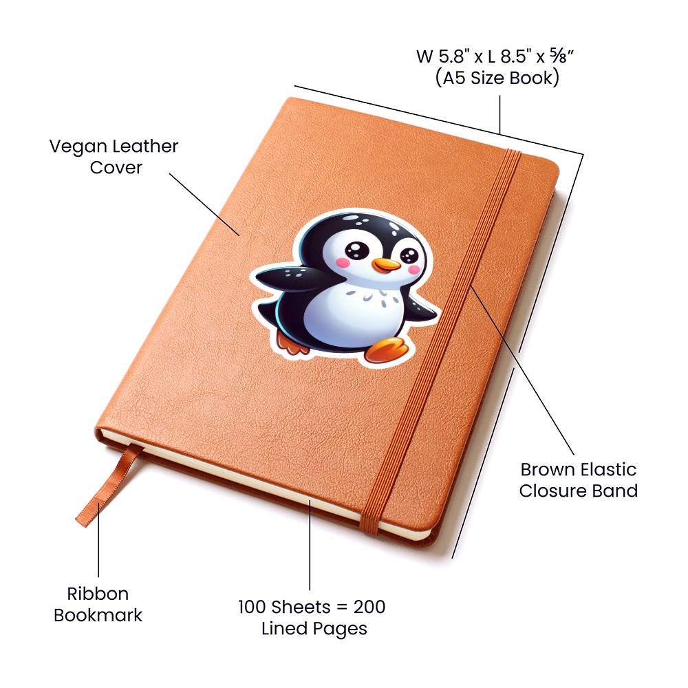 Cute pPenguin sticker 124 - Vegan Leather Journal