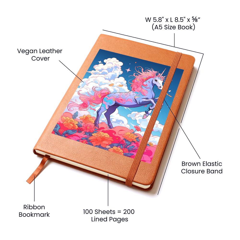 Cute Unicorn 009 - Vegan Leather Journal