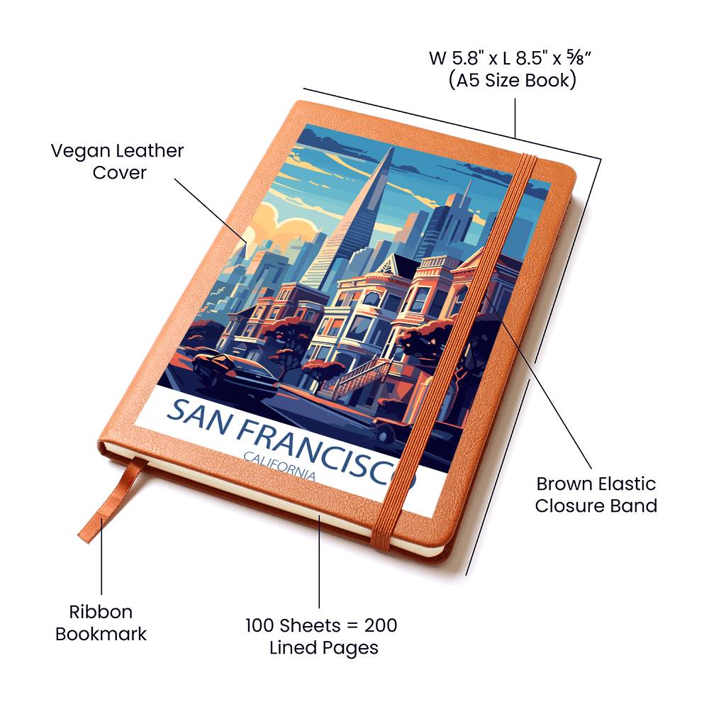 Famous Travel Destinations - San Francisco, California - Vegan Leather Journal