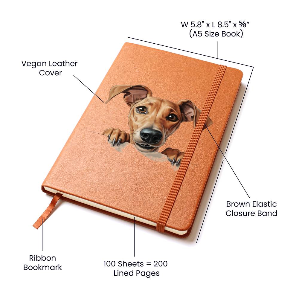 Azawakh Peeking - Vegan Leather Journal