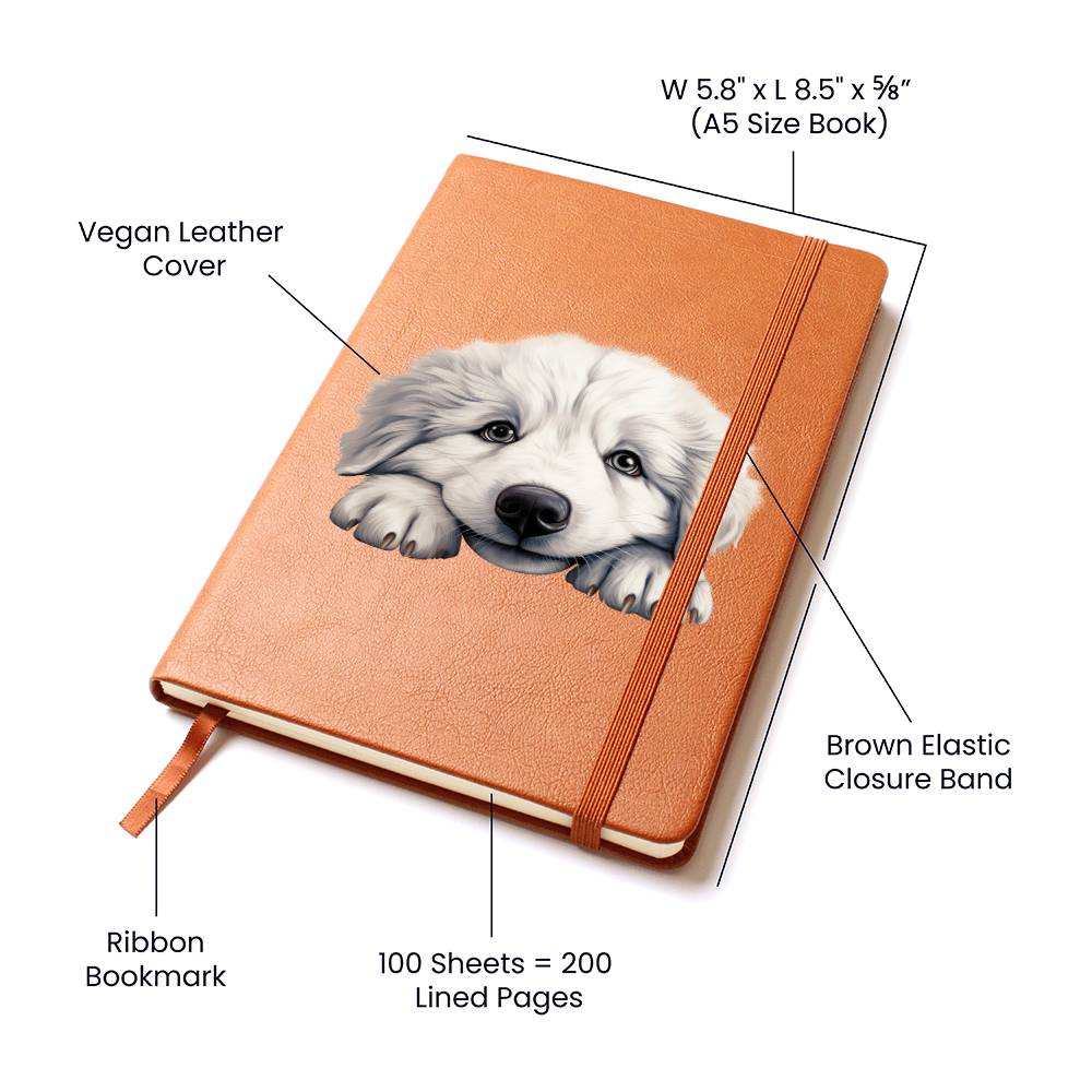 Great Pyrenees Peeking - Vegan Leather Journal