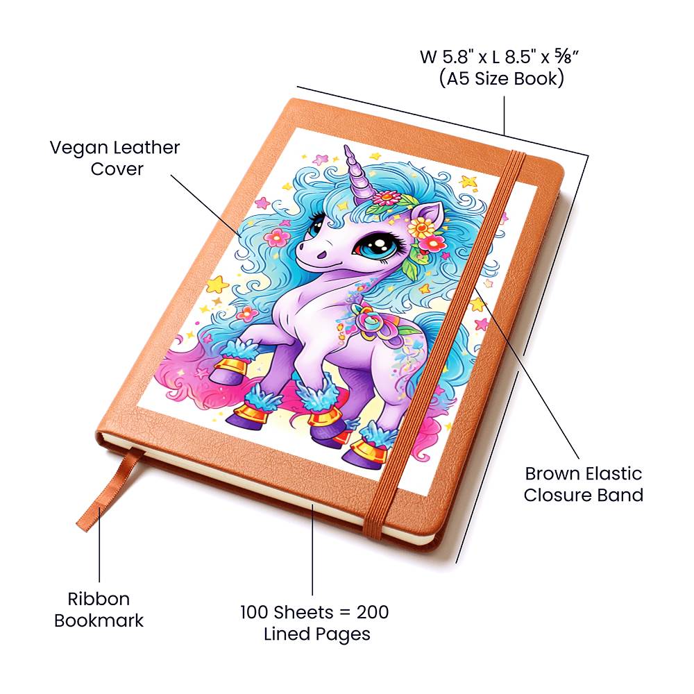 Cute Unicorn 037 - Vegan Leather Journal