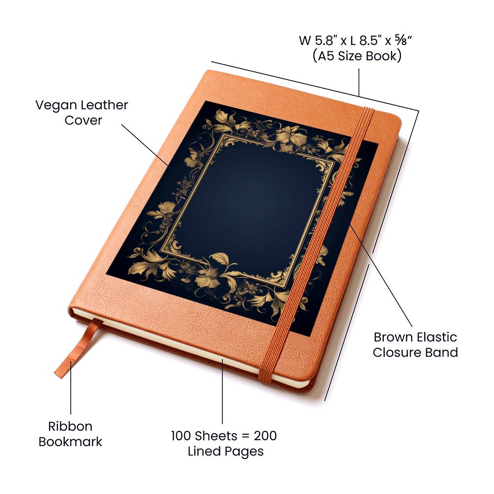 Ornate Gold Cover 010 - Vegan Leather Journal