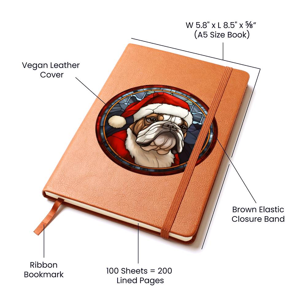 Dog Stained Glass Christmas Design 015 - Vegan Leather Journal