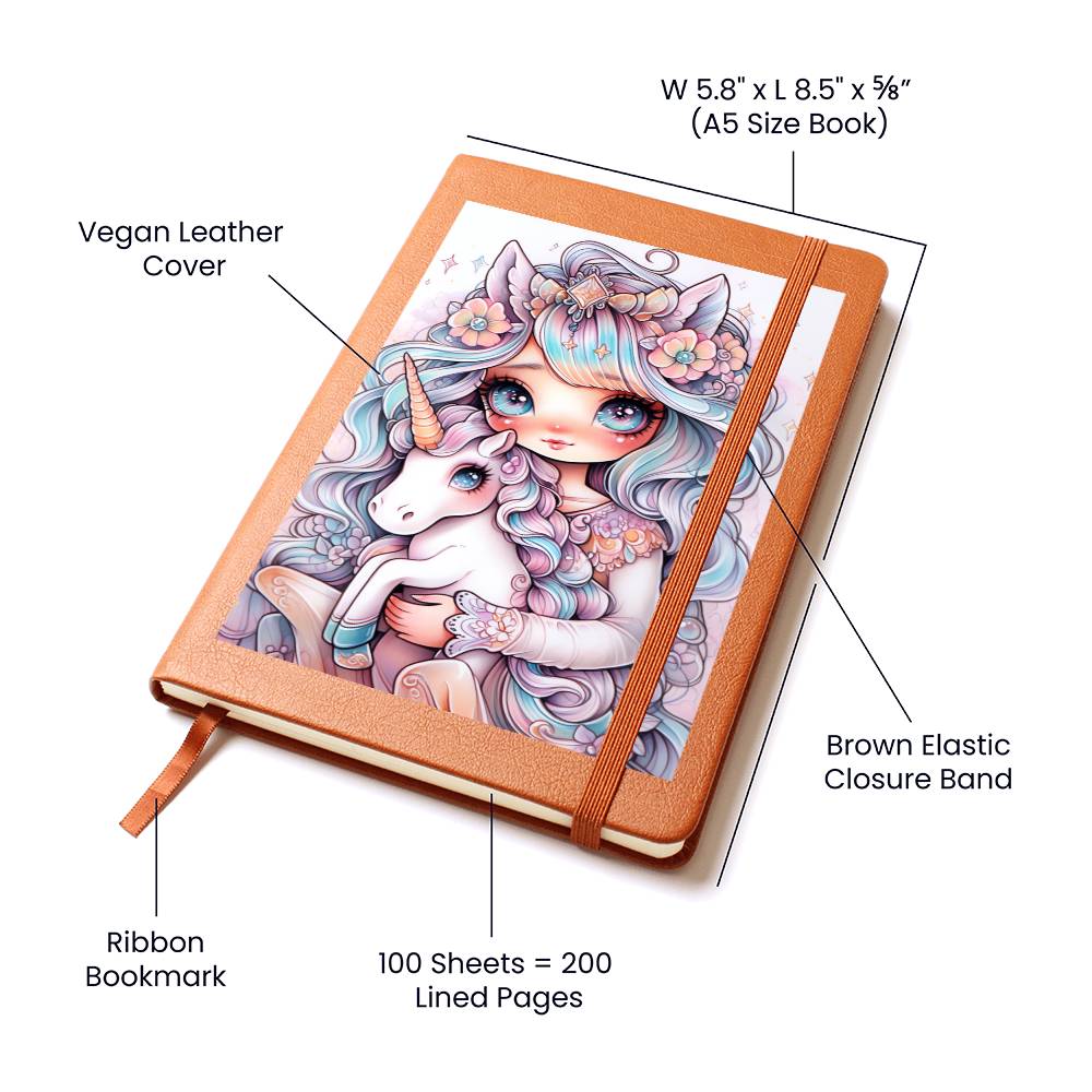 Cute Unicorn 015 - Vegan Leather Journal