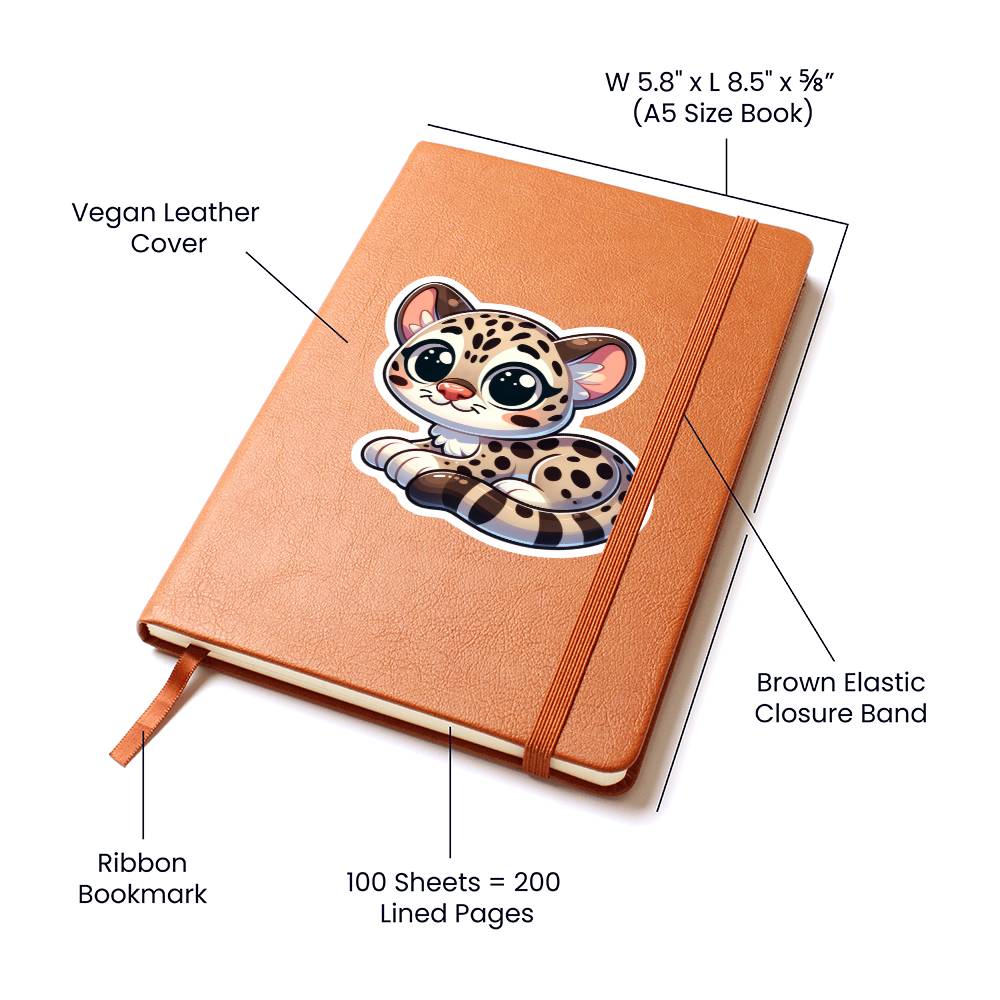 Cute Ocelot sticker 104 - Vegan Leather Journal