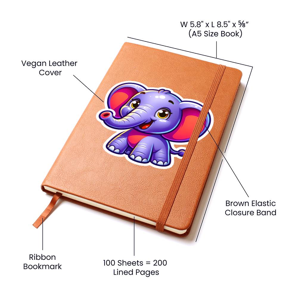 Cute Elephant sticker 46 - Vegan Leather Journal