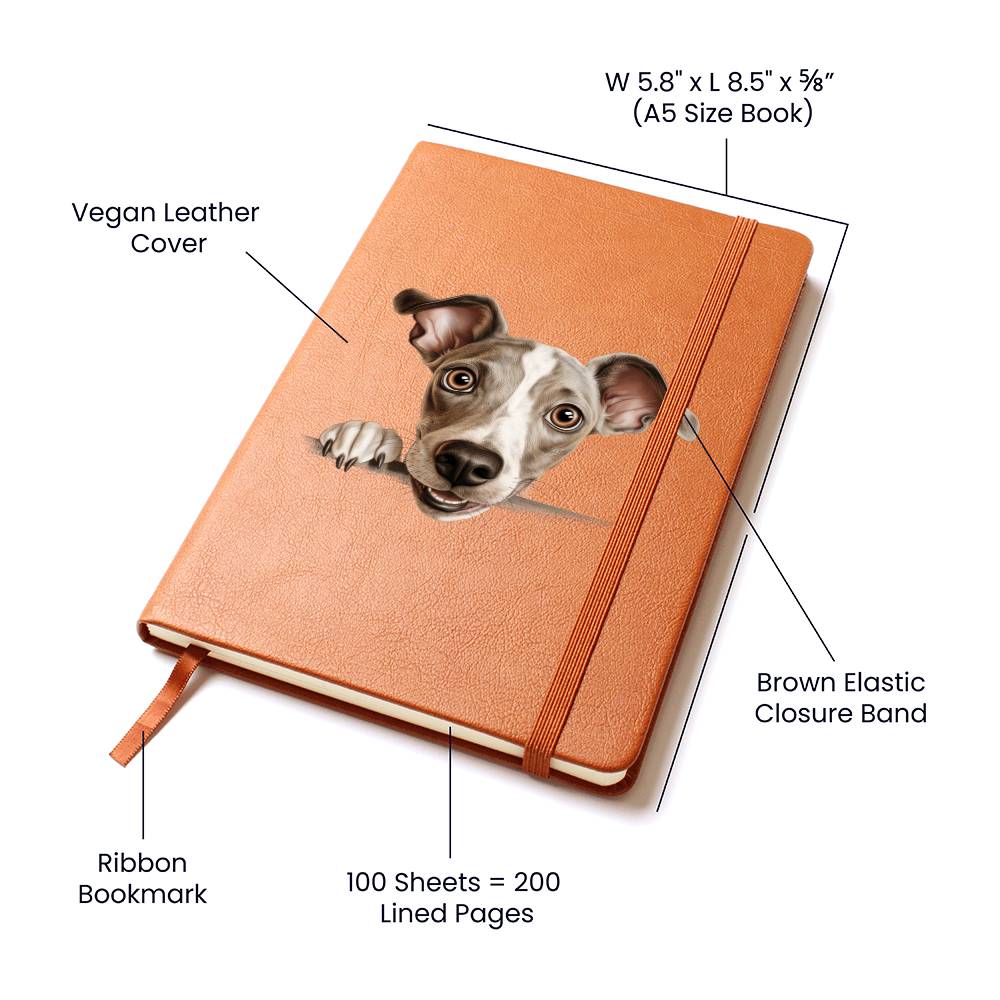 Italian Greyhound Peeking - Vegan Leather Journal