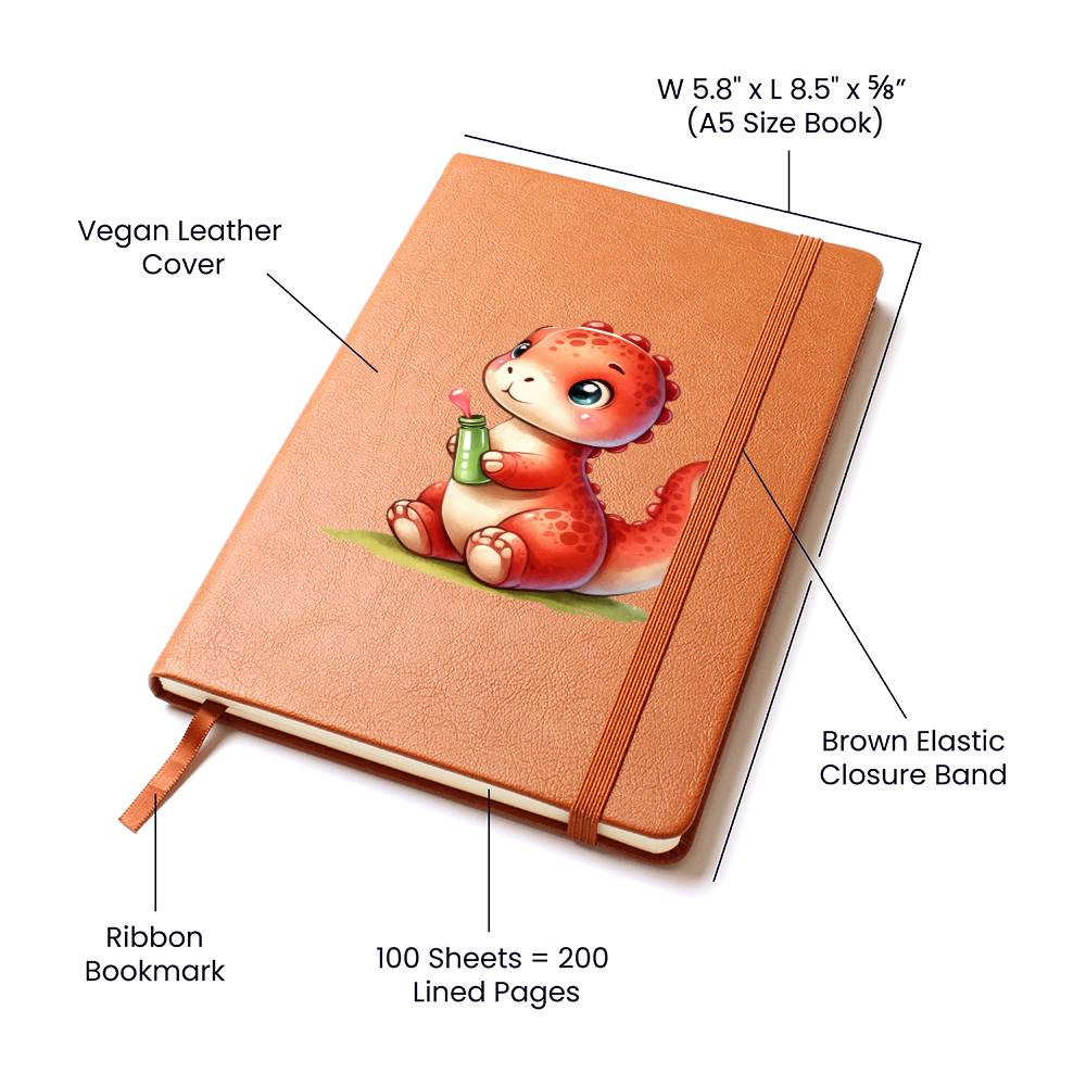 Colorful Baby Dinosaur 053 - Vegan Leather Journal