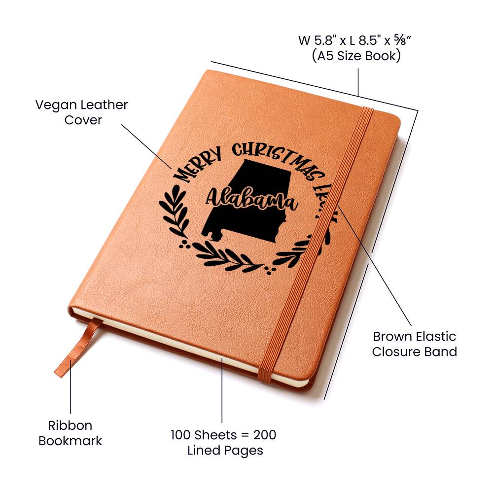 Merry Christmas From Alabama - Vegan Leather Journal