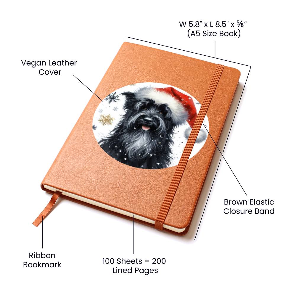 Christmas Dog - Black Russian Terrier - Vegan Leather Journal