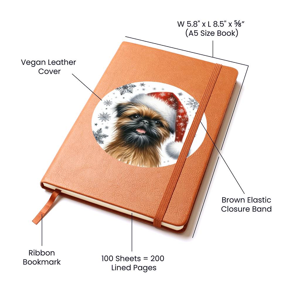 Christmas Dog - Brussels Griffon - Vegan Leather Journal