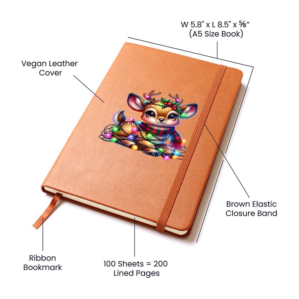 Cute Christmas Reindeer 027 - Vegan Leather Journal