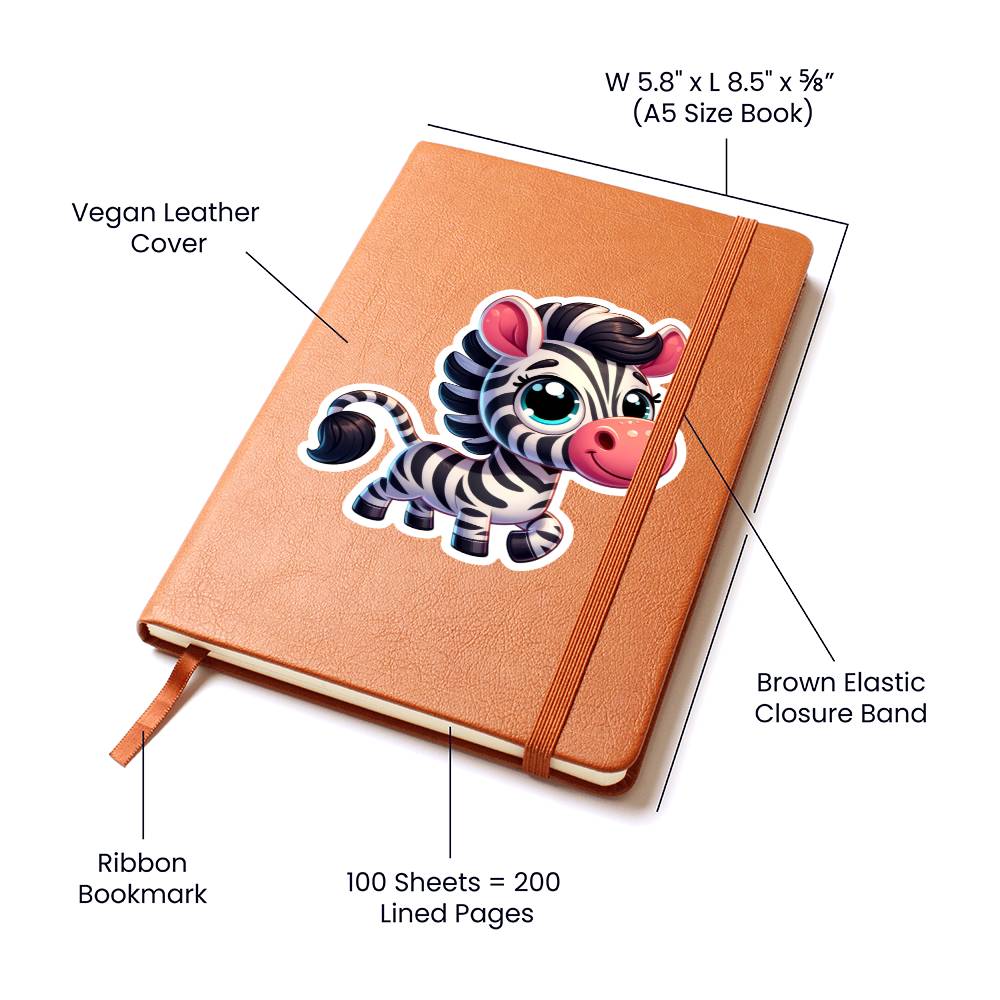 Cute Zebra sticker 217 - Vegan Leather Journal
