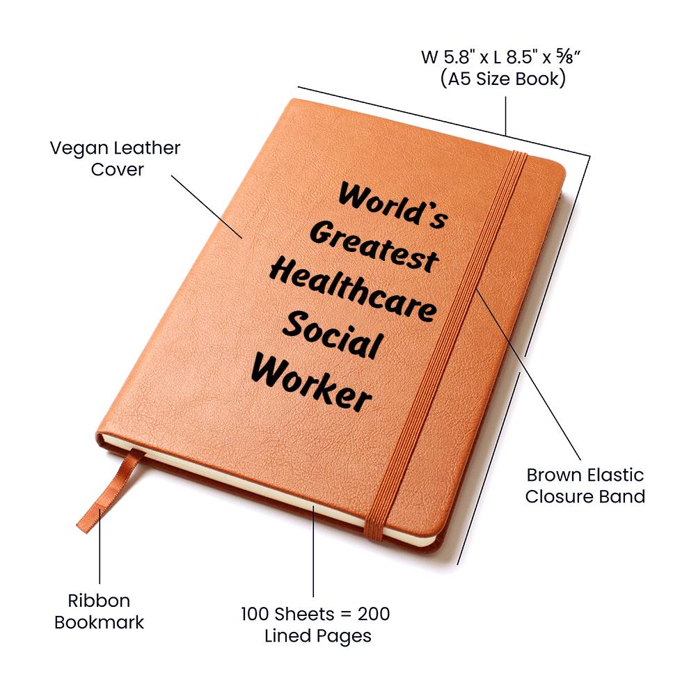 World's Greatest Healthcare Social Worker v1 - Vegan Leather Journal