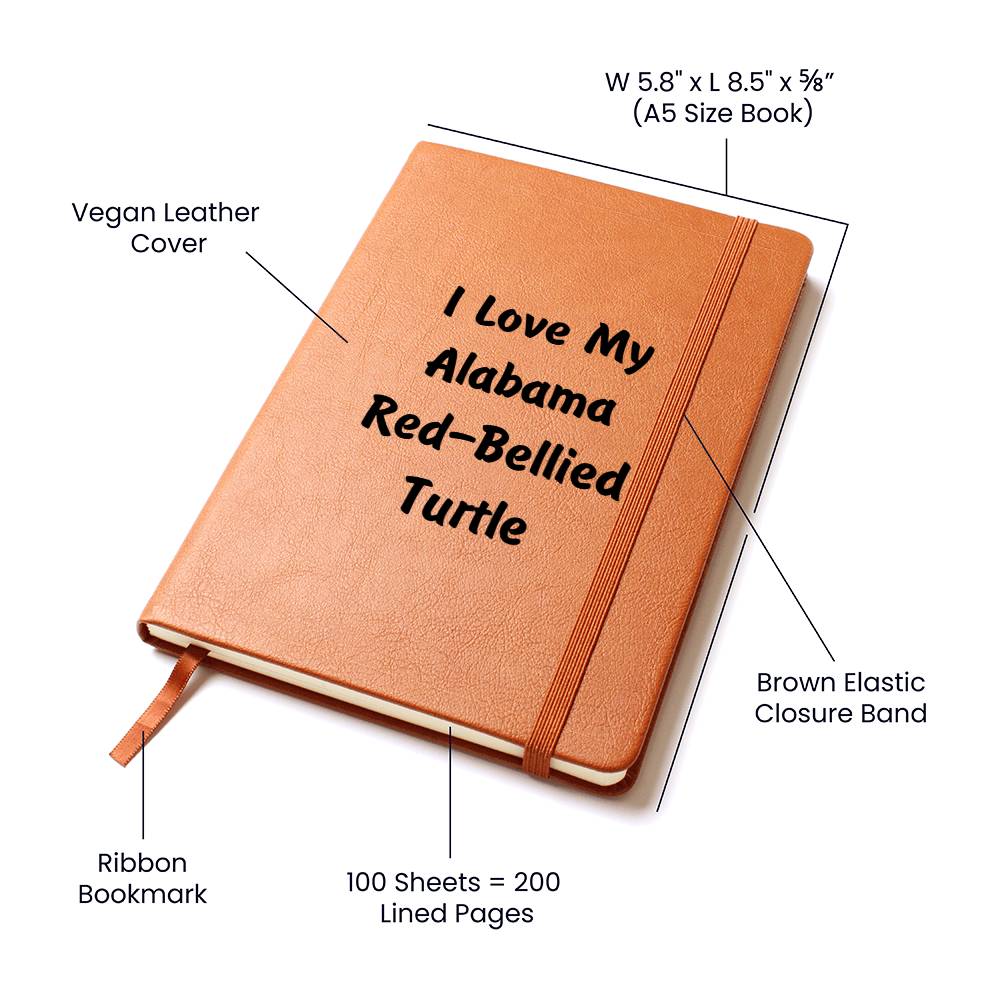 Love My Alabama Red-Bellied Turtle - Vegan Leather Journal