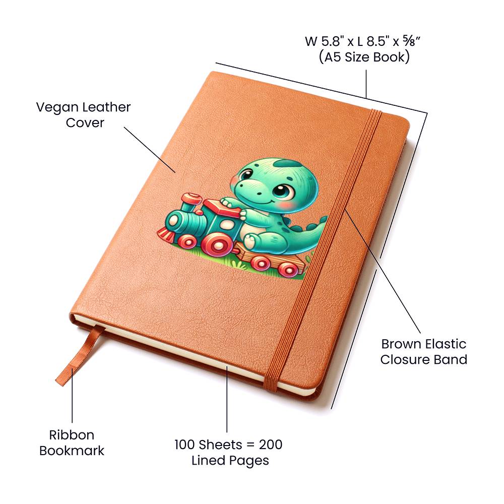 Colorful Baby Dinosaur 010 - Vegan Leather Journal