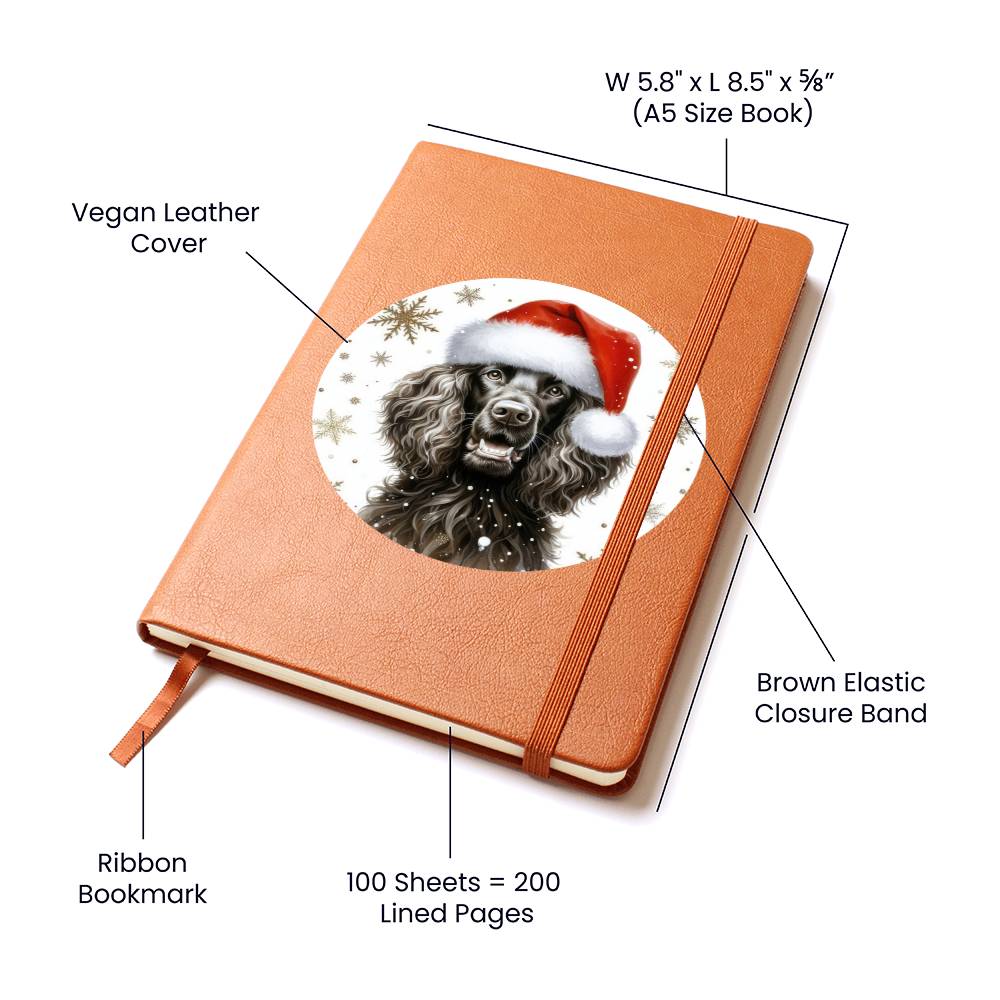 Christmas Dog - Irish Water Spaniel - Vegan Leather Journal