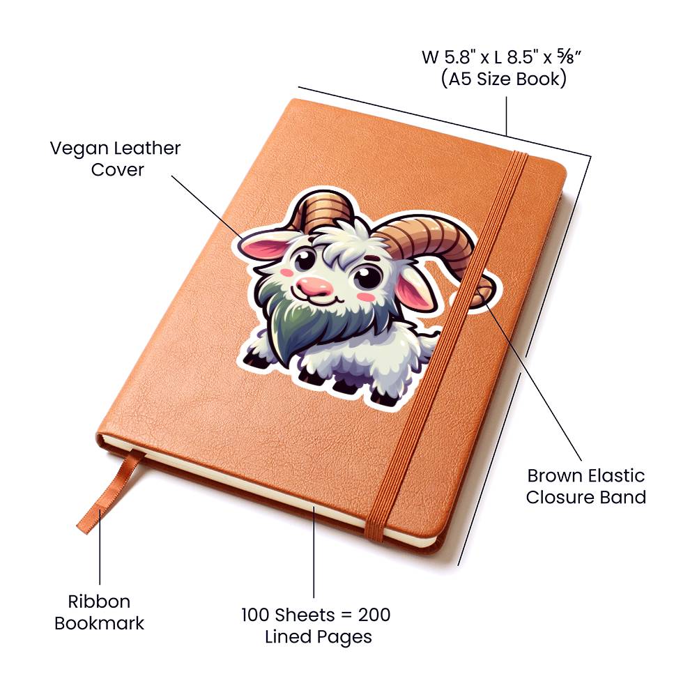 Cute Goat sticker 60 - Vegan Leather Journal