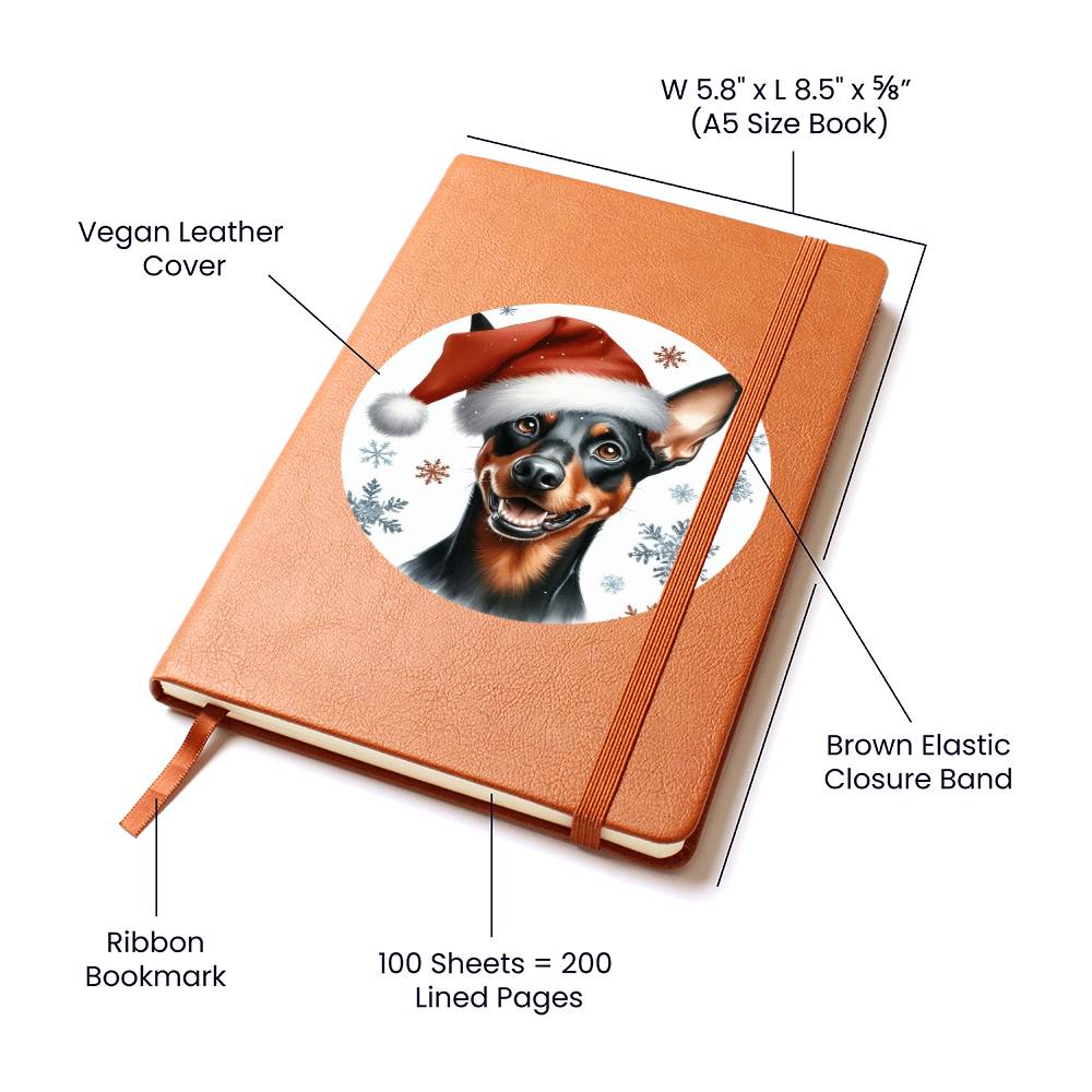 Christmas Dog - German Pinscher - Vegan Leather Journal