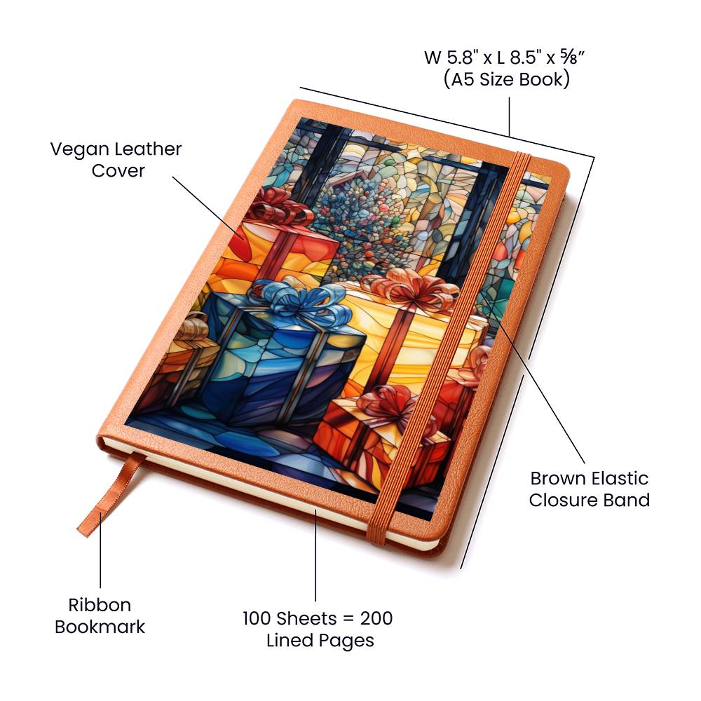 Christmas Stained Glass Design 020 - Vegan Leather Journal