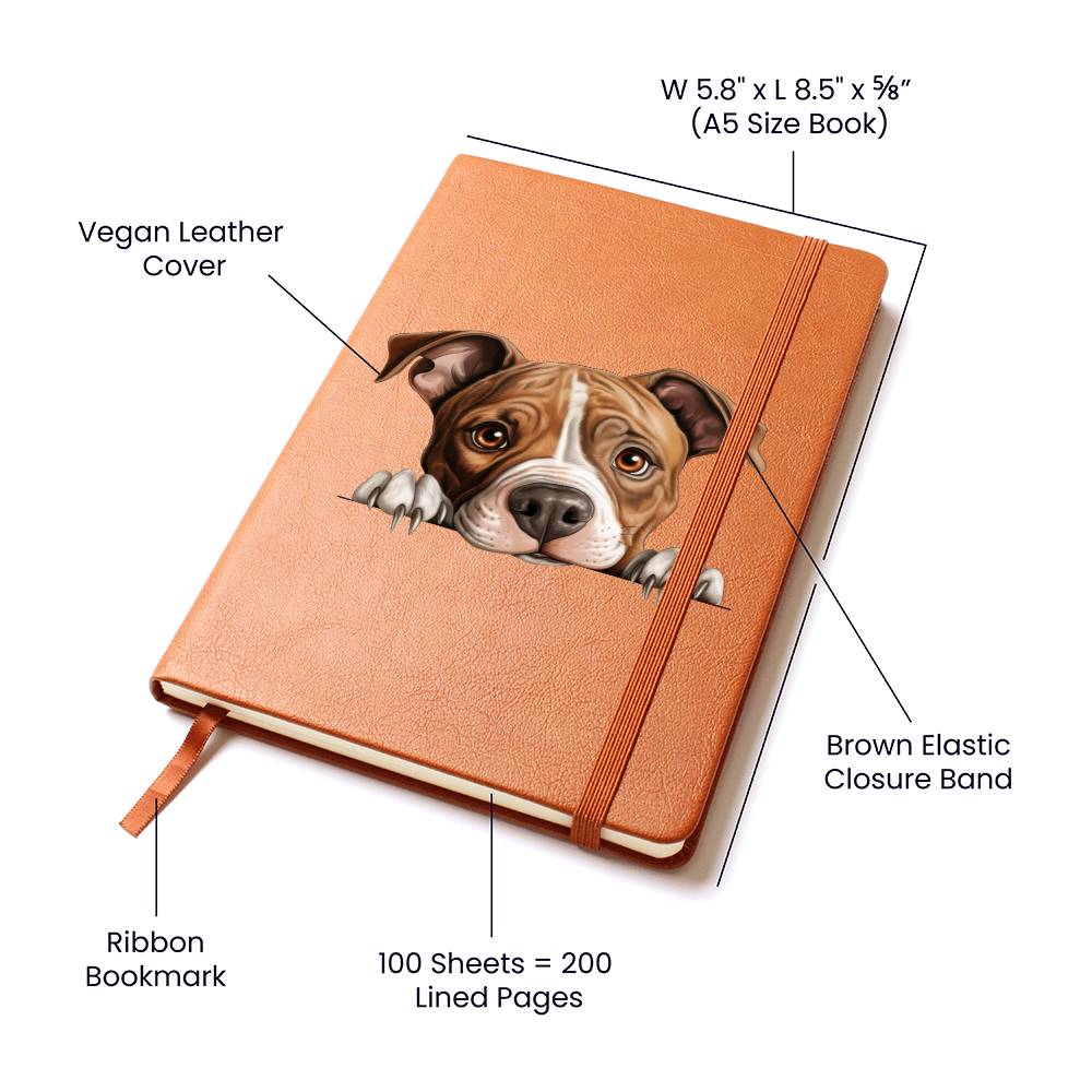 American Staffordshire Terrier Peeking - Vegan Leather Journal