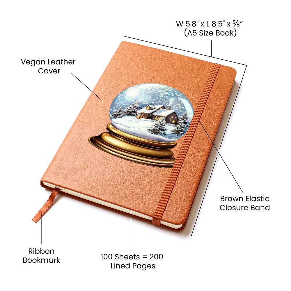 Watercolor Christmas Snow Globe 043 - Vegan Leather Journal