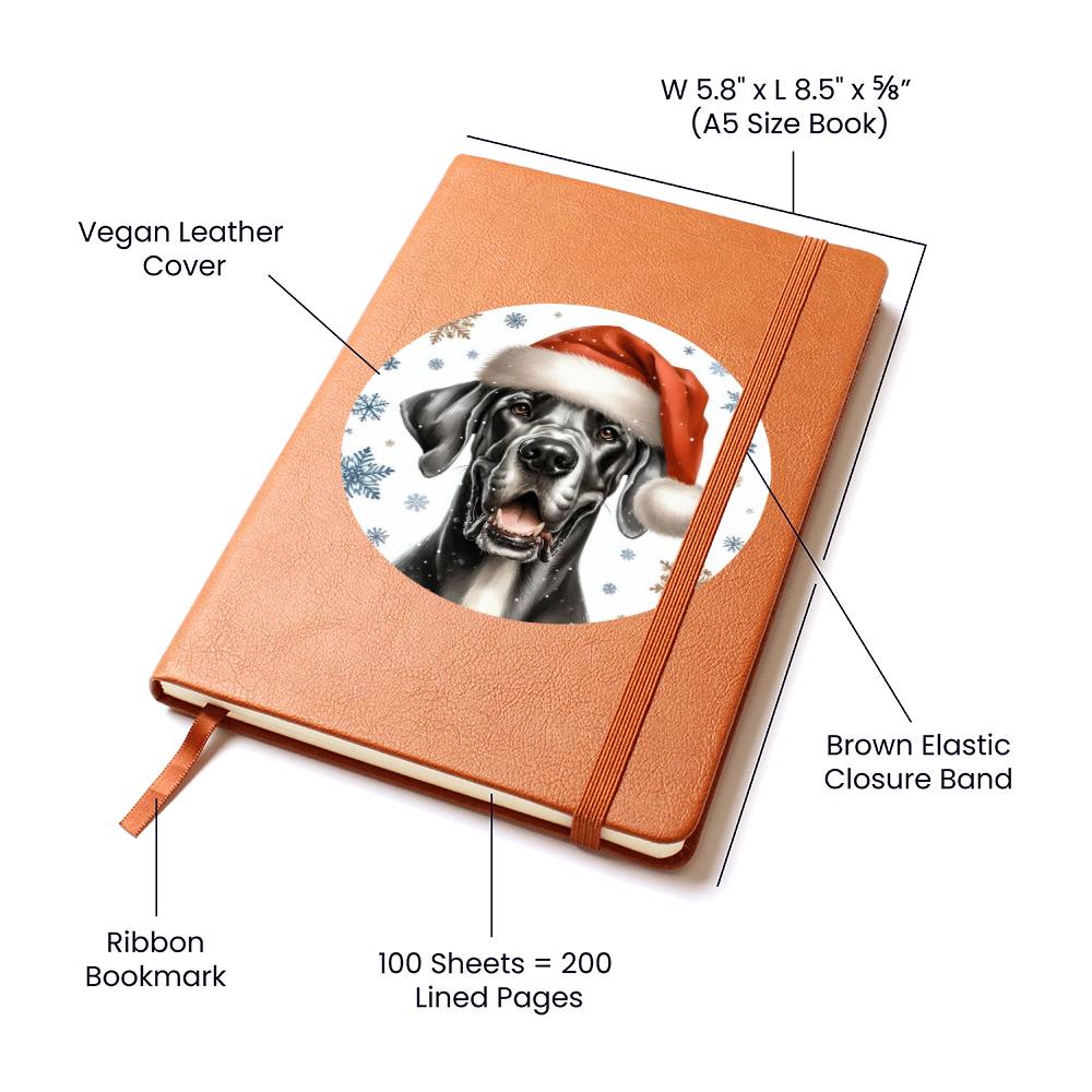 Christmas Dog - Great Dane - Vegan Leather Journal