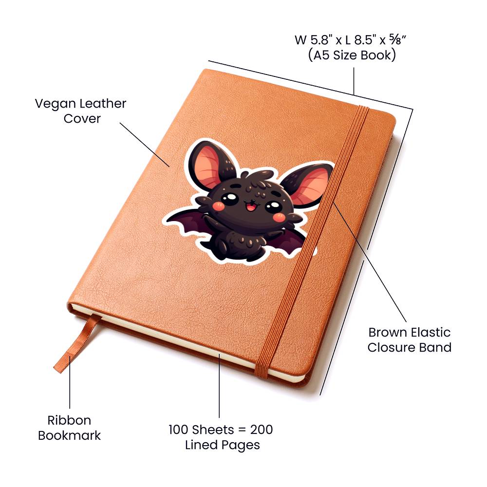 Cute Bat sticker 08  - Vegan Leather Journal